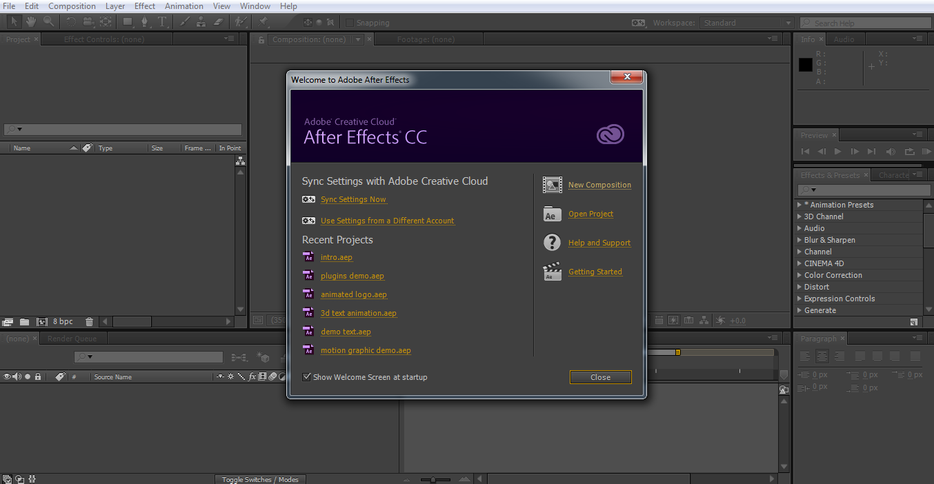 After effects interface