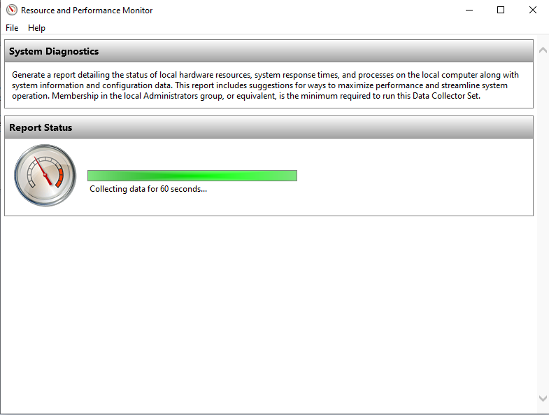 Performance monitor collecting data